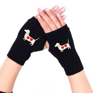 Fingerless Dachshund Design Gloves